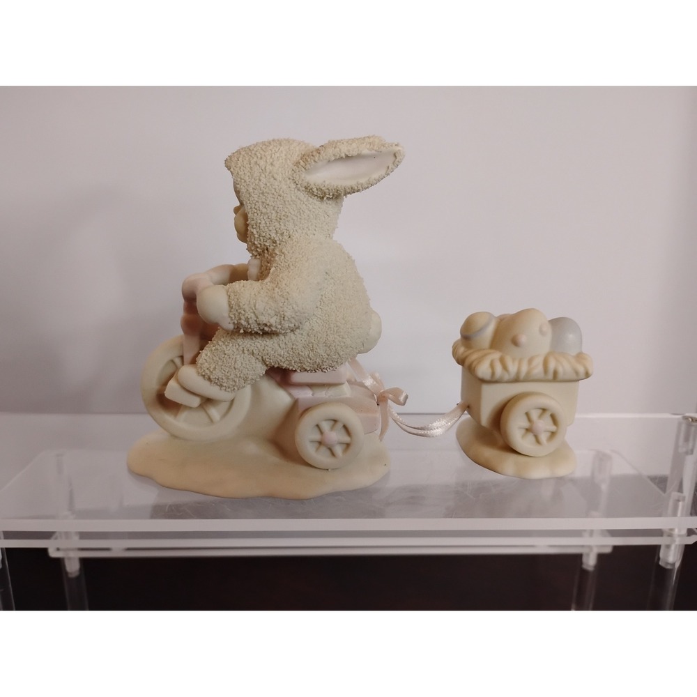 Snowbabies Dept 56 Hop To It Figurine Bunny Suit Tricycle Easter Eggs 1997